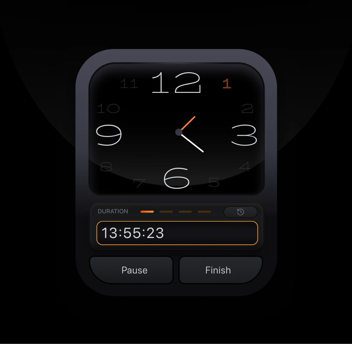 Smartwatch timer interface on a rounded square watch face